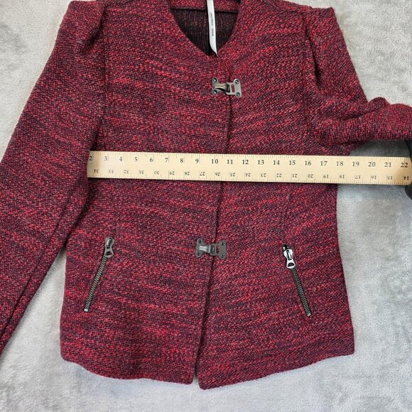 Cop Copine Jacket Womens Size 40 Red Wool Blend Rosaura Toggle Zip Pockets - Picture 5 of 13